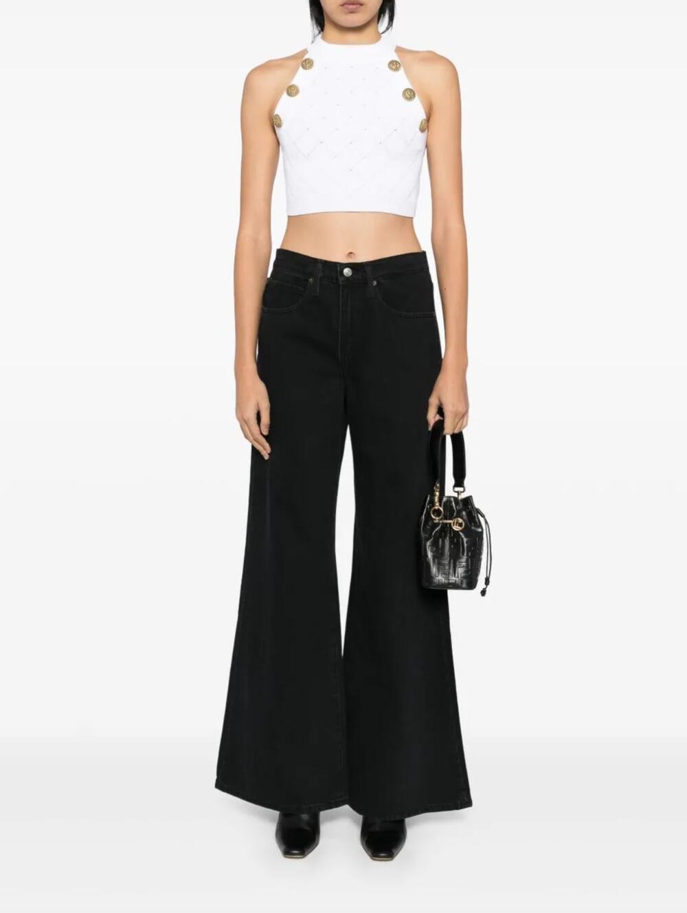 Frame Easy Wide Flare Jeans US 28 Inkwell Black Denim 100% Cotton Baggy